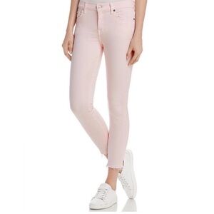 7 For All Mankind pink release hem super skinny jeans EUC
